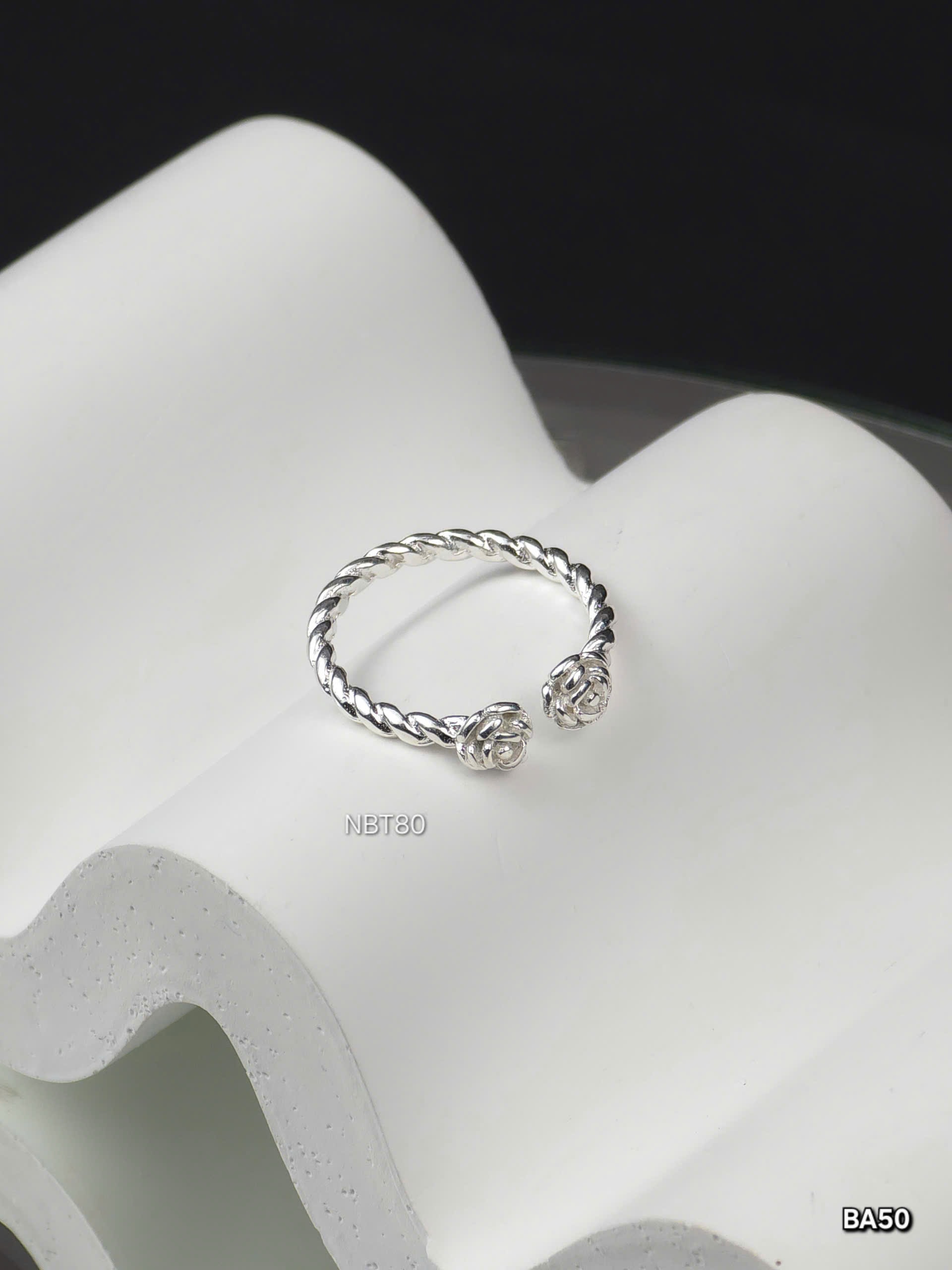 Nhẫn Bạc Hoa Hồng Mở