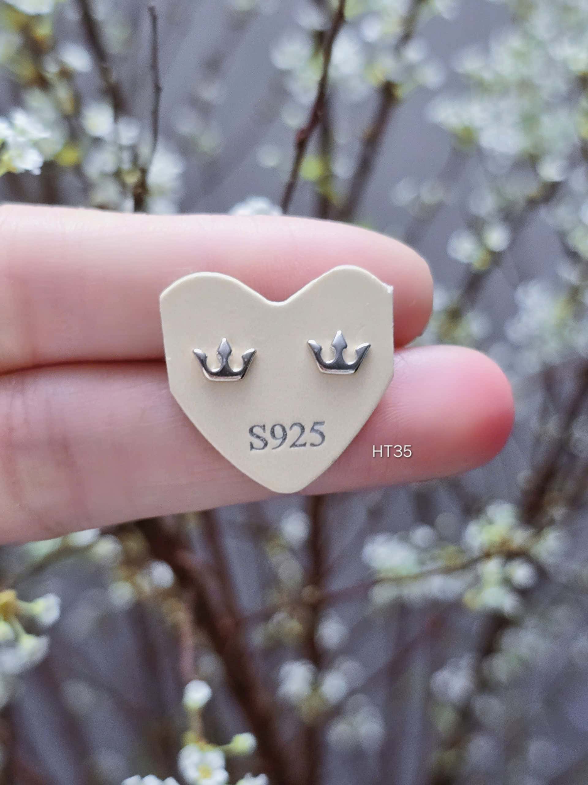 Bông Tai Bạc Hình Vương Miện